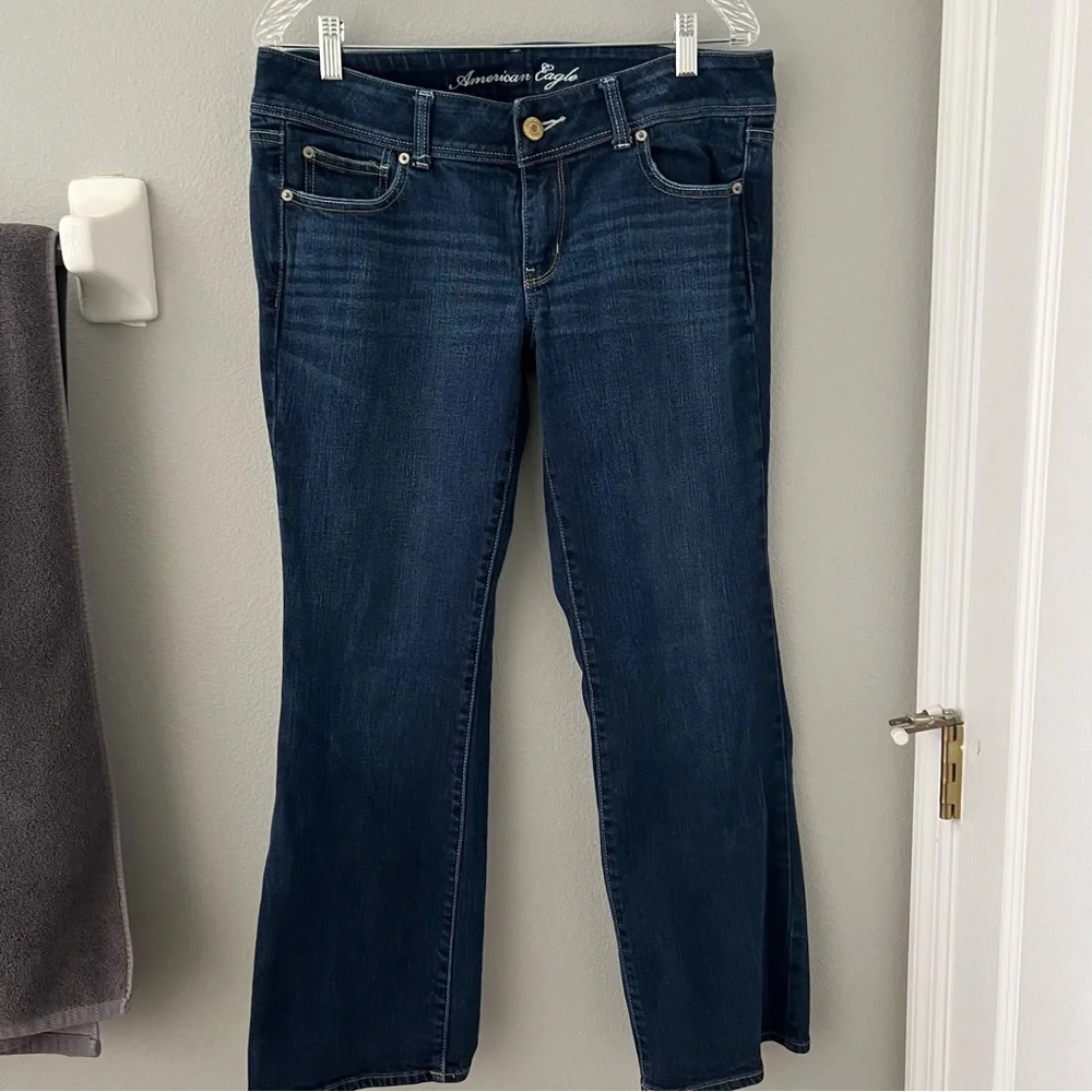 American Eagle Mid Rise Waisted Slim Boot Dark Wash Jeans Sz 12